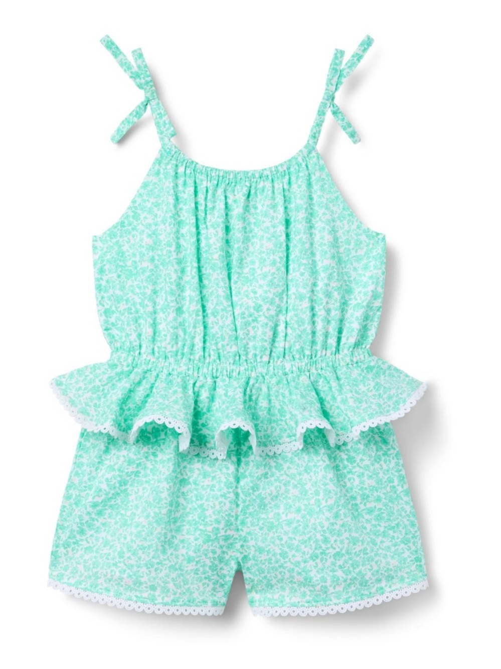 Janie & Jack Ditsy Floral Peplum Romper in Fresh Mint Size 12-18 Months